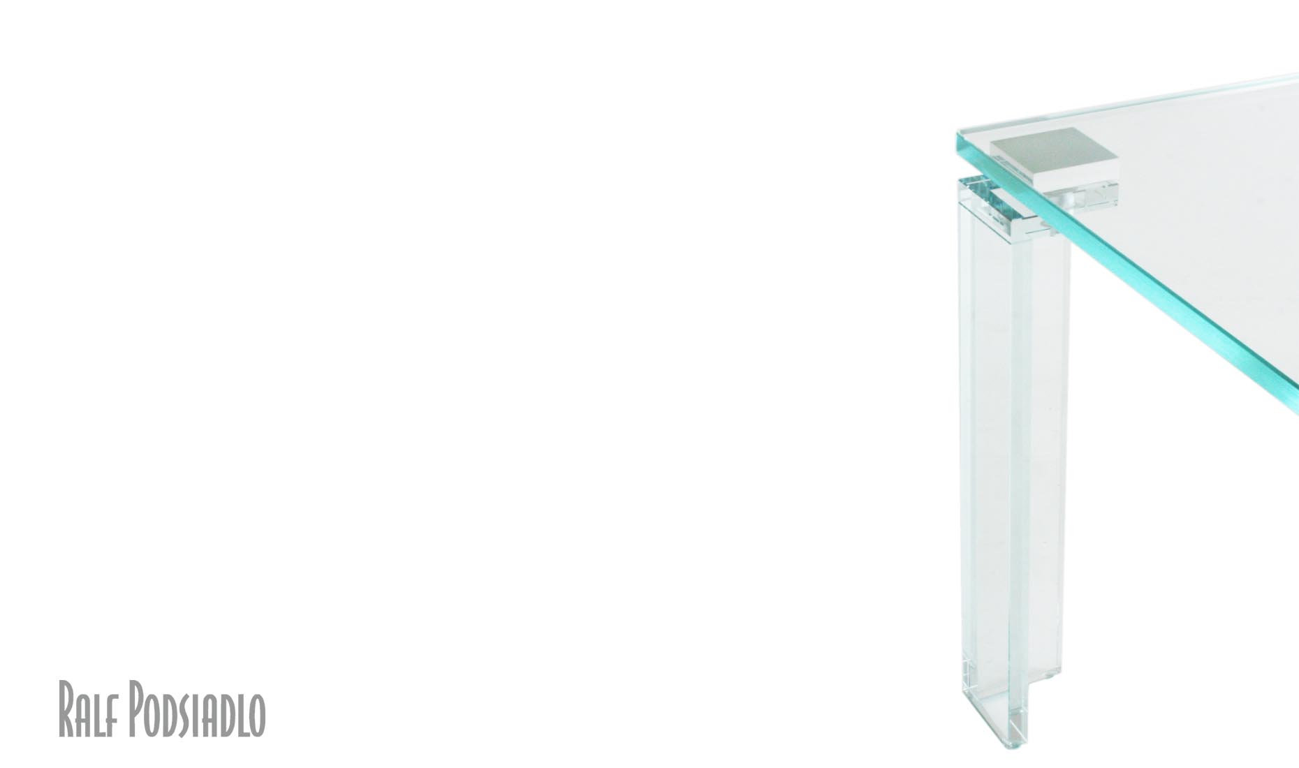 Couchtische auf Maß aus purem Glas Tischbeine - Weißglas, helles Glas
