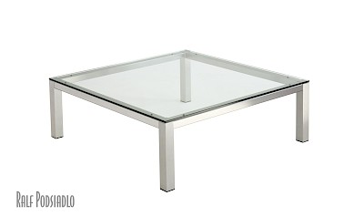 Glastische, Clubtische: Floatglas, Glas Satinato, hell, lackiert - Maßanfertigung