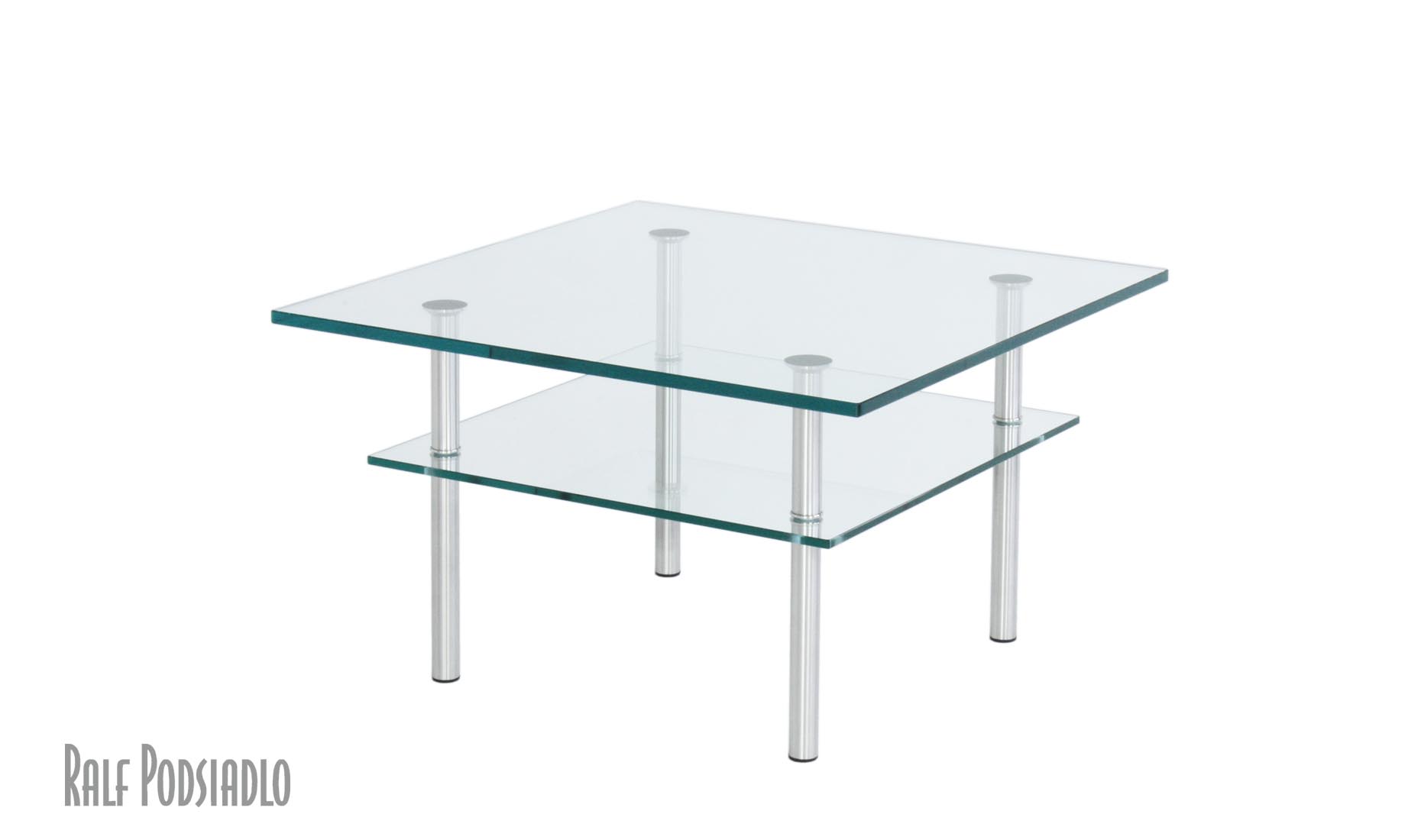 Beistelltisch 70x70cm mit Glas-Ablage
