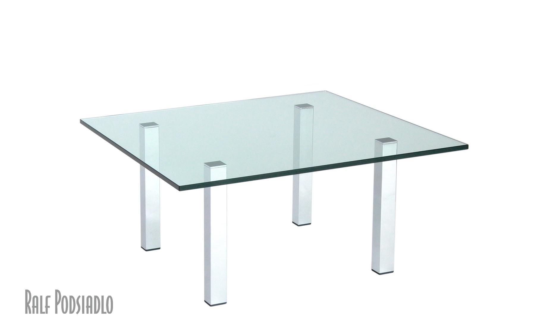 Clubtische Beine Stahl quadratisch - Glasplatte