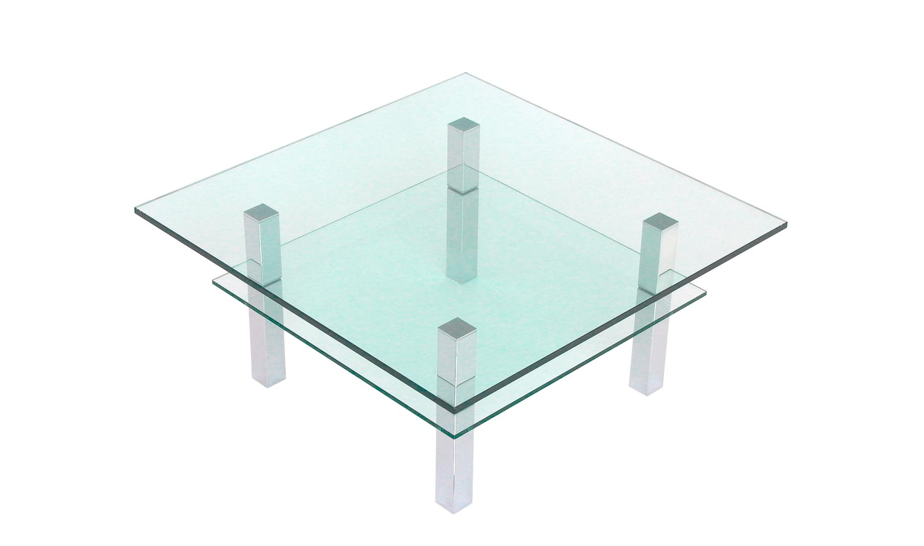 Glastische nach Maß CUB-DUO 90x90cm - Glas, Edelstahl, Chrom