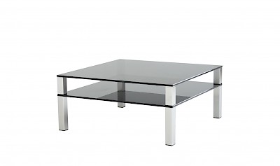 Glastisch made in Germany CUB-DUO-OUT Rauchglas-Edelstahl