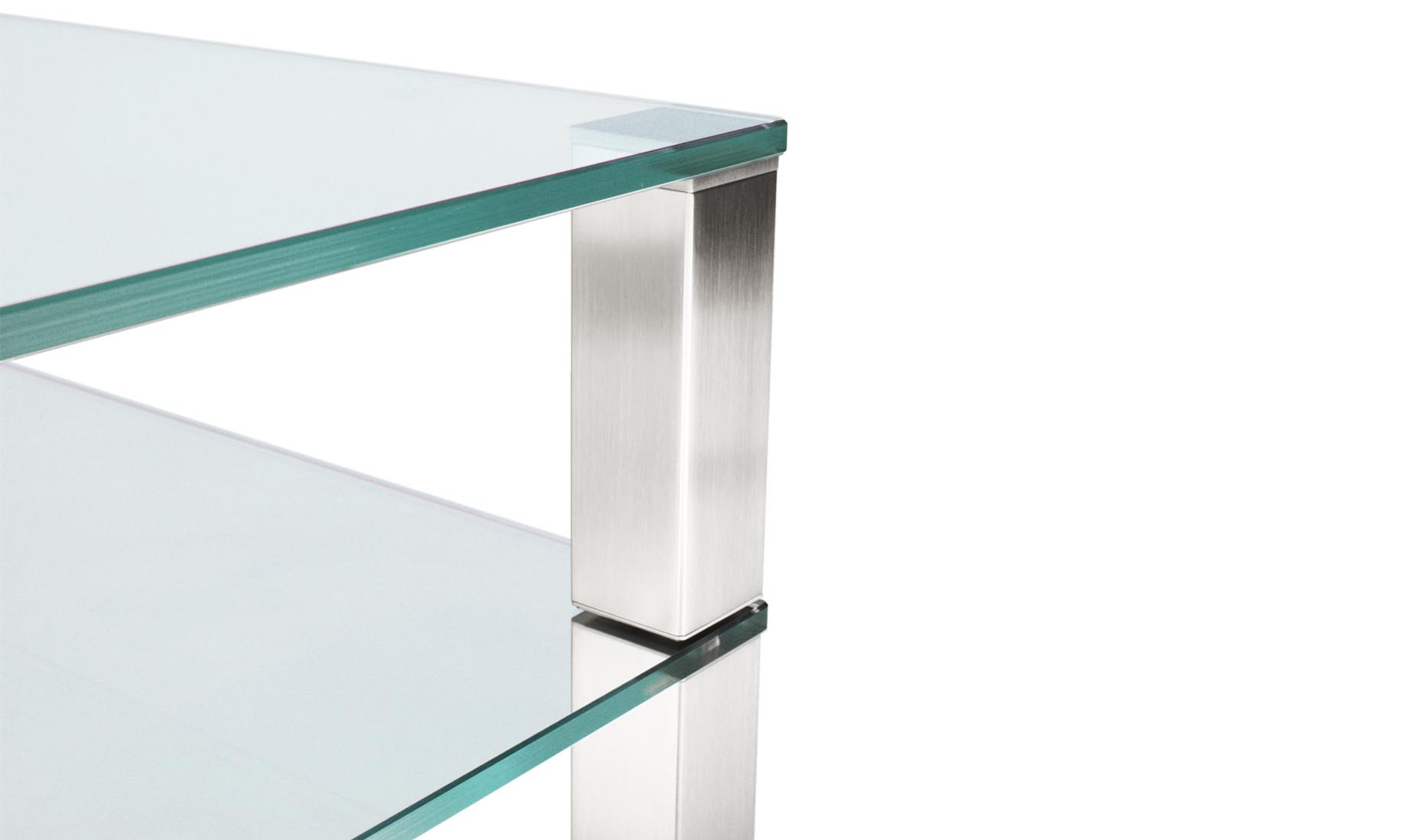 Couchtisch mit Glasablage 100x100cm Edelstahl