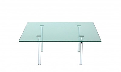 Couchtische VARIUS Floatglas, satiniertes, helles (Optiwhite), graues (Rauchglas), lackiertes Glas / Chrom blank oder matt, Edelstahl