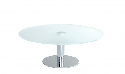 Couchtisch CENTRO nach Maß gefertigt Glas rund satiniert Optiwhite