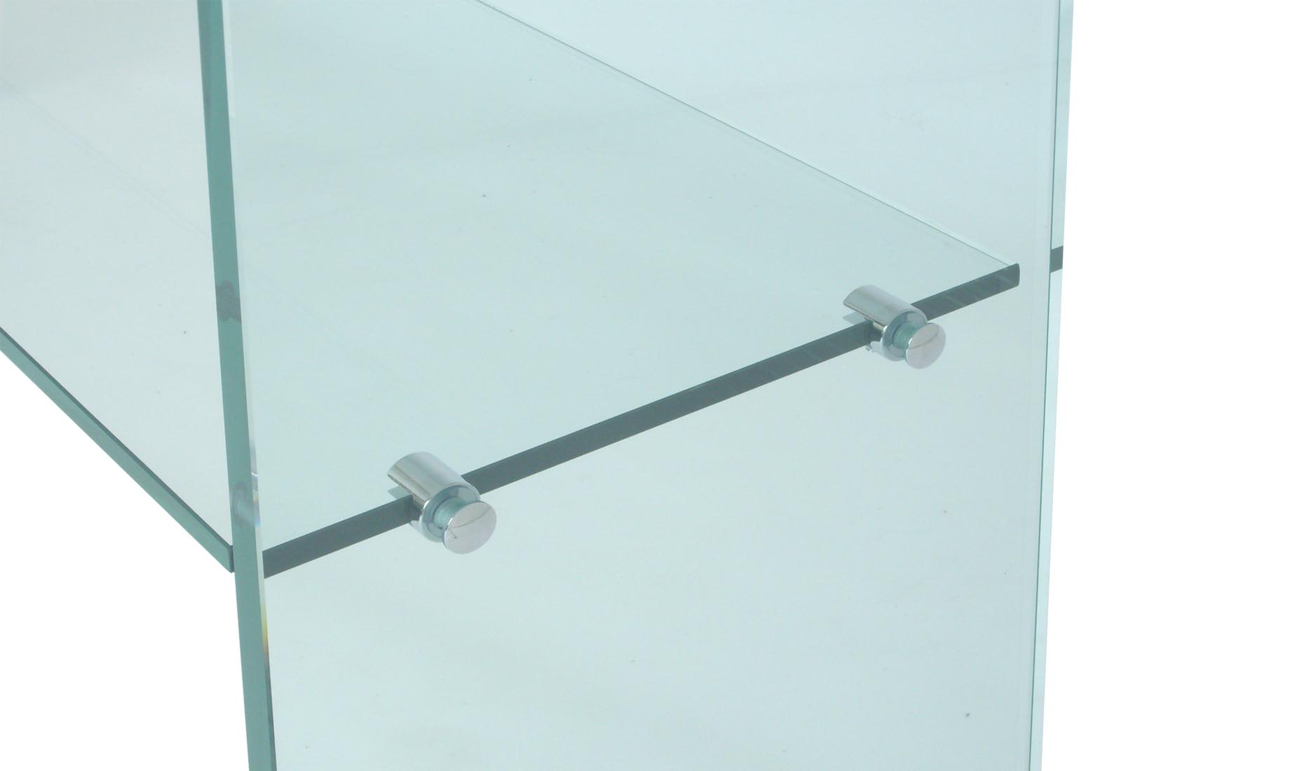 Glastische UV-Verklebt Nurglas:  Floatglas, satiniertes, helles (Optiwhite), grau getöntes Glas, lackiertes Glas