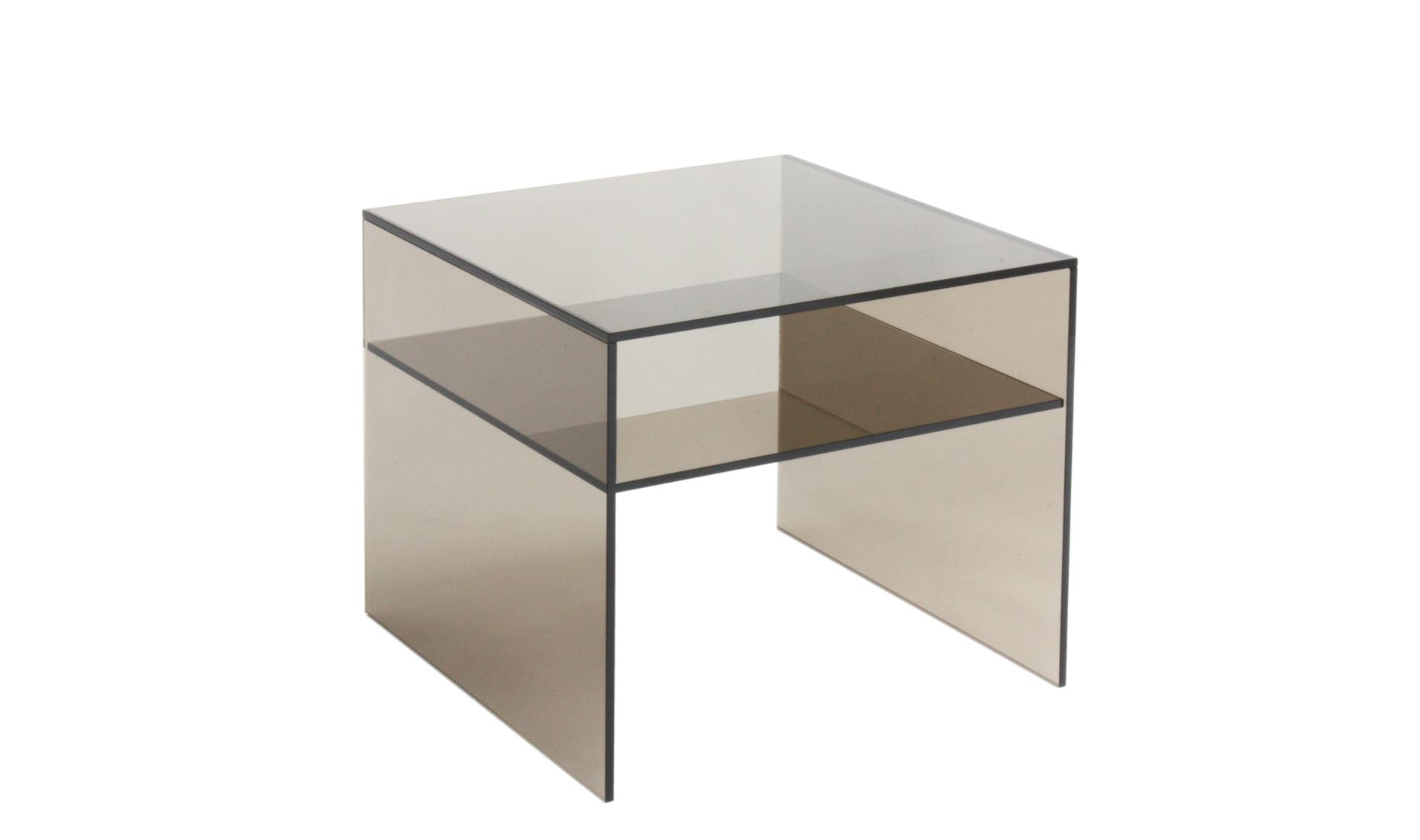 Glastisch mit farbiges Glas - Bronze - Glas-Ablage