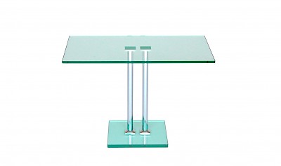Beistelltische nach Maß CENTRO BODEN-Q-II-GLAS - Glas, Edelstahl, Chrom