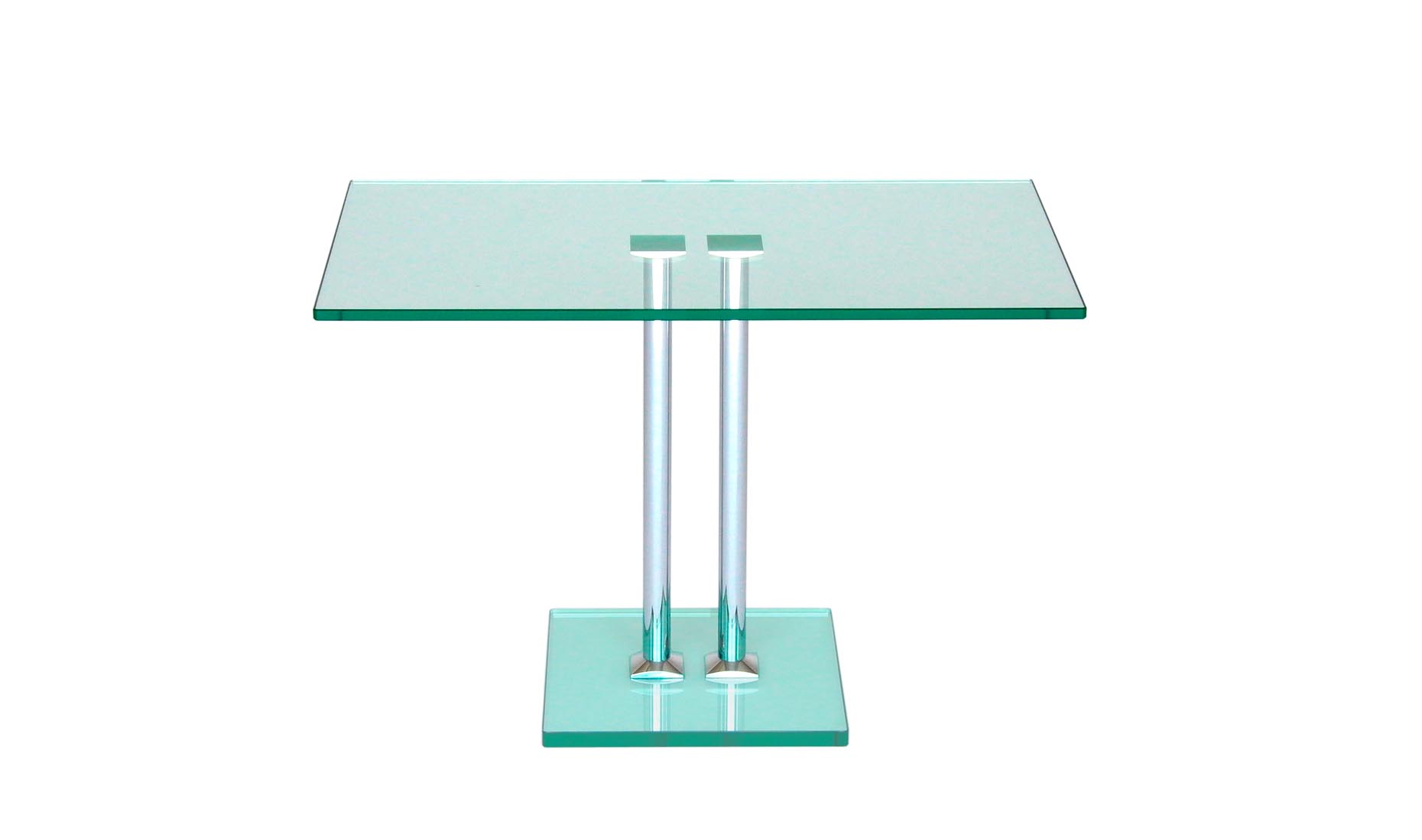 Beistelltische nach Maß CENTRO BODEN-Q-II-GLAS - Glas, Edelstahl, Chrom