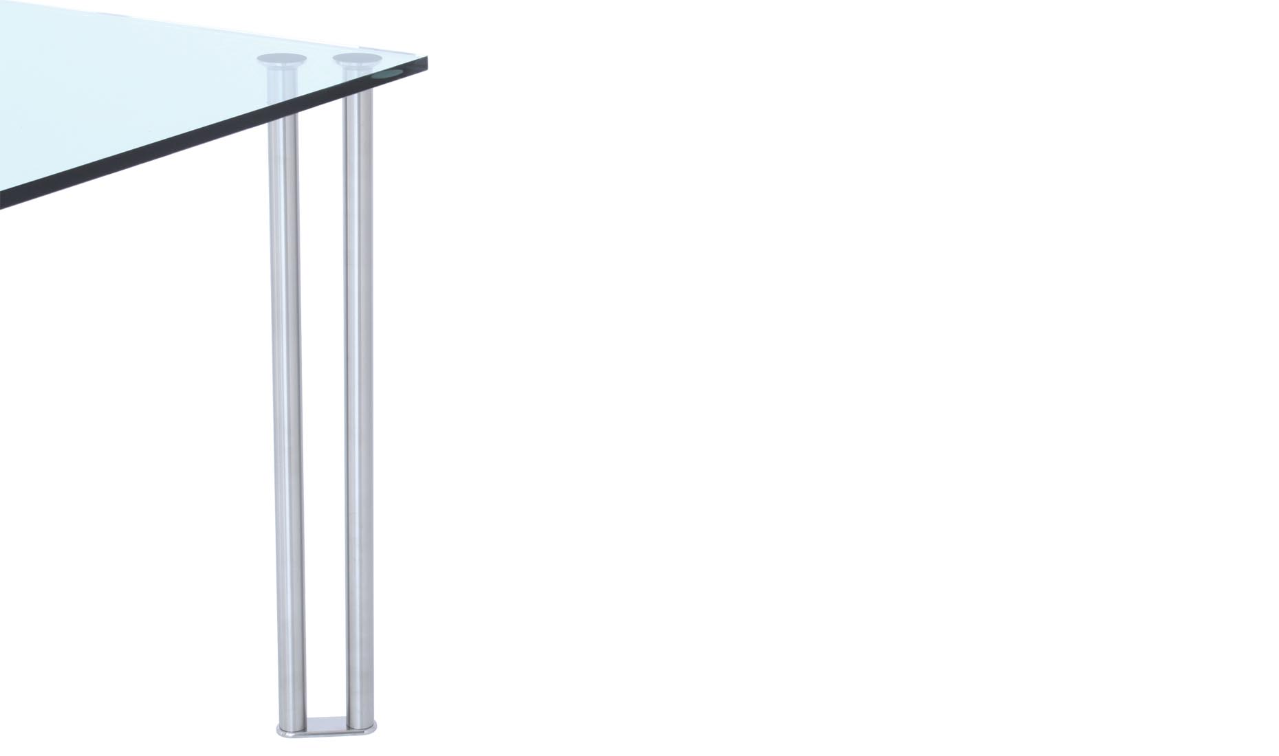 Glastische, Küchentische, Sonderformen DIAGO-VIII Edelstahl gebürstet / Stahl verchromt