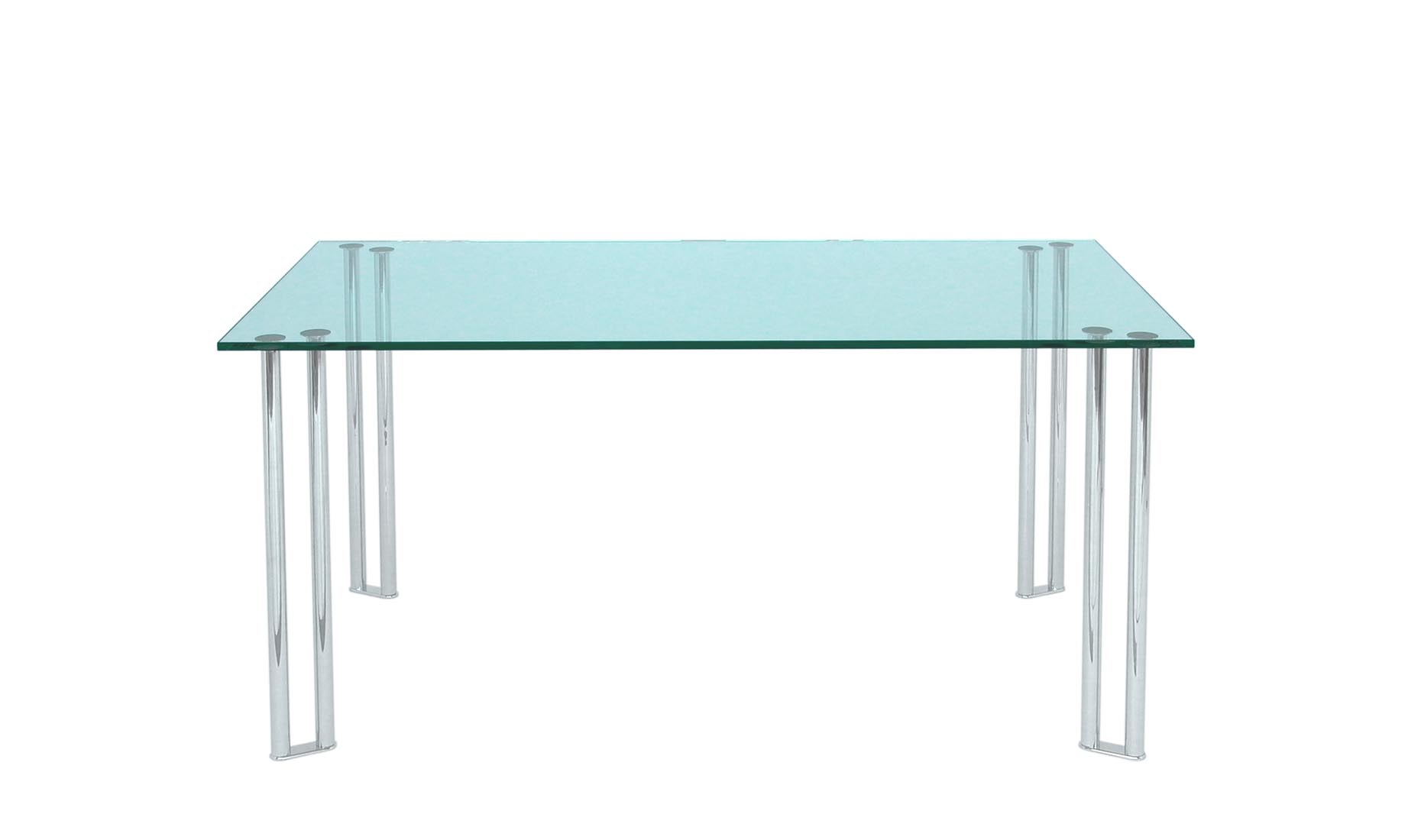 Glastische Küchentische DIAGO-VIII Edelstahl gebürstet / Stahl verchromt