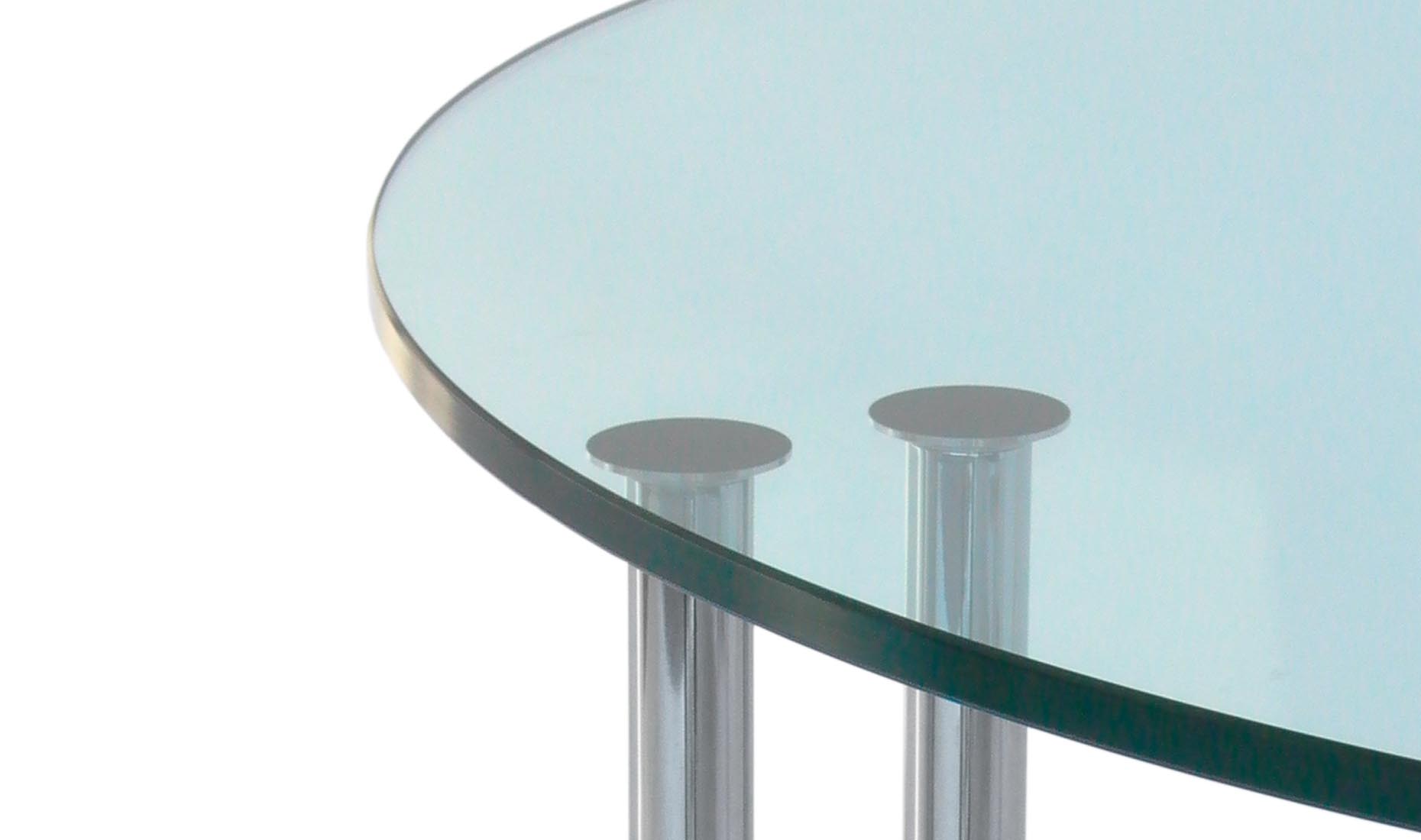 Glastische, Esstische, Küchentische, Designer-Tische DIAGO Edelstahl gebürstet, Chrom glänzend, Chrom matt