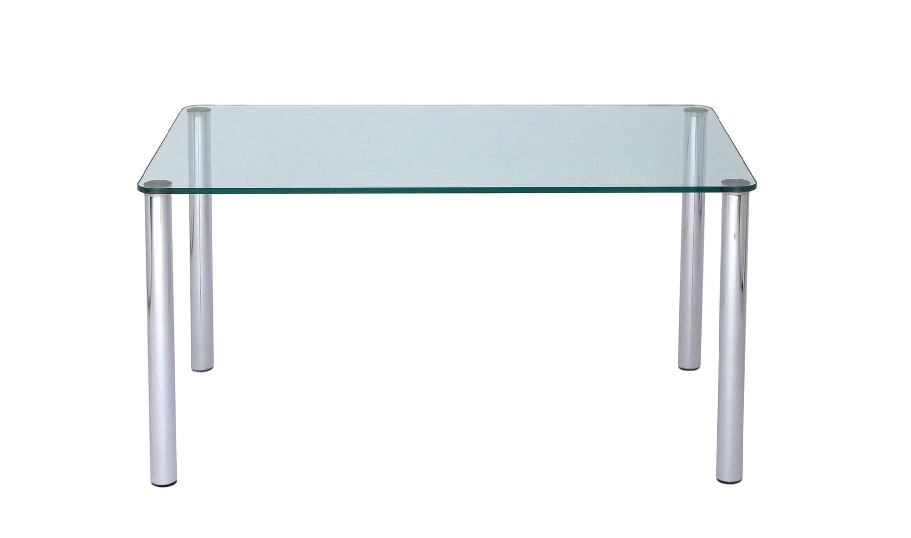 Esstische Mass: Satinato Glas, weißes Glas (Optiwhite), Edelstahl geschliffen oder verchromt