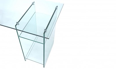 Schreibtisch mit Glascontainer für PC - Tische nach Maß