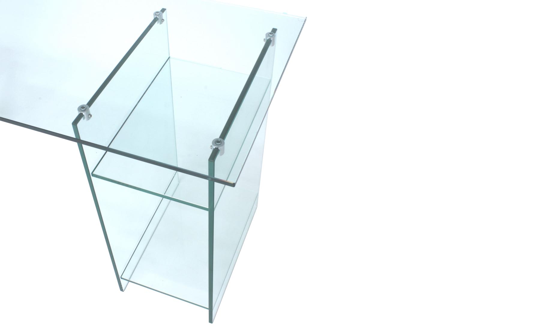 Schreibtisch mit Glascontainer für PC - Tische nach Maß