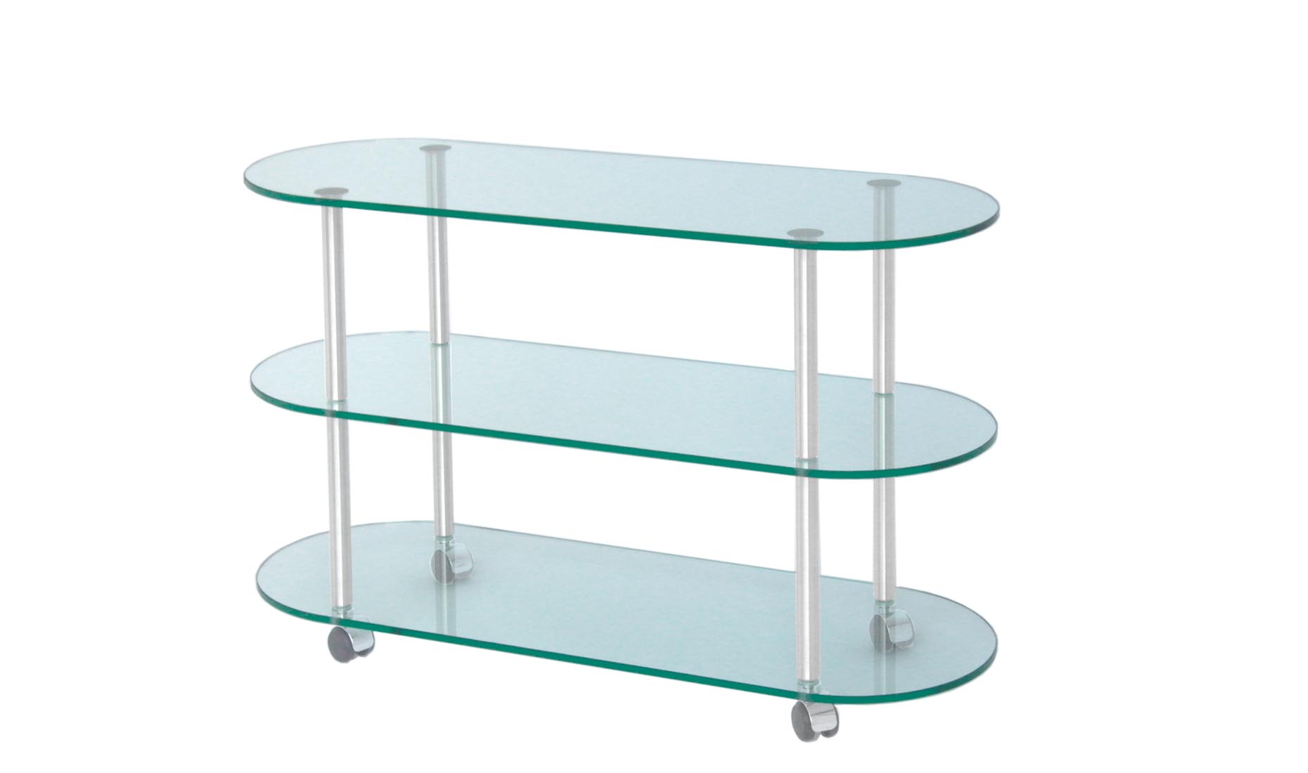 ETAGE-3B  Regale nach Maß - Satinato-, helles, Rauch- Glas, Weißglas, Chrom, Edelstahl