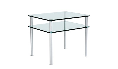 ETAGE-2B - Nachttisch, Ecktisch, Konsole nach Maß - Satinato-, helles-, Rauch-Glas, Edelstahl, verchromt, vergoldet