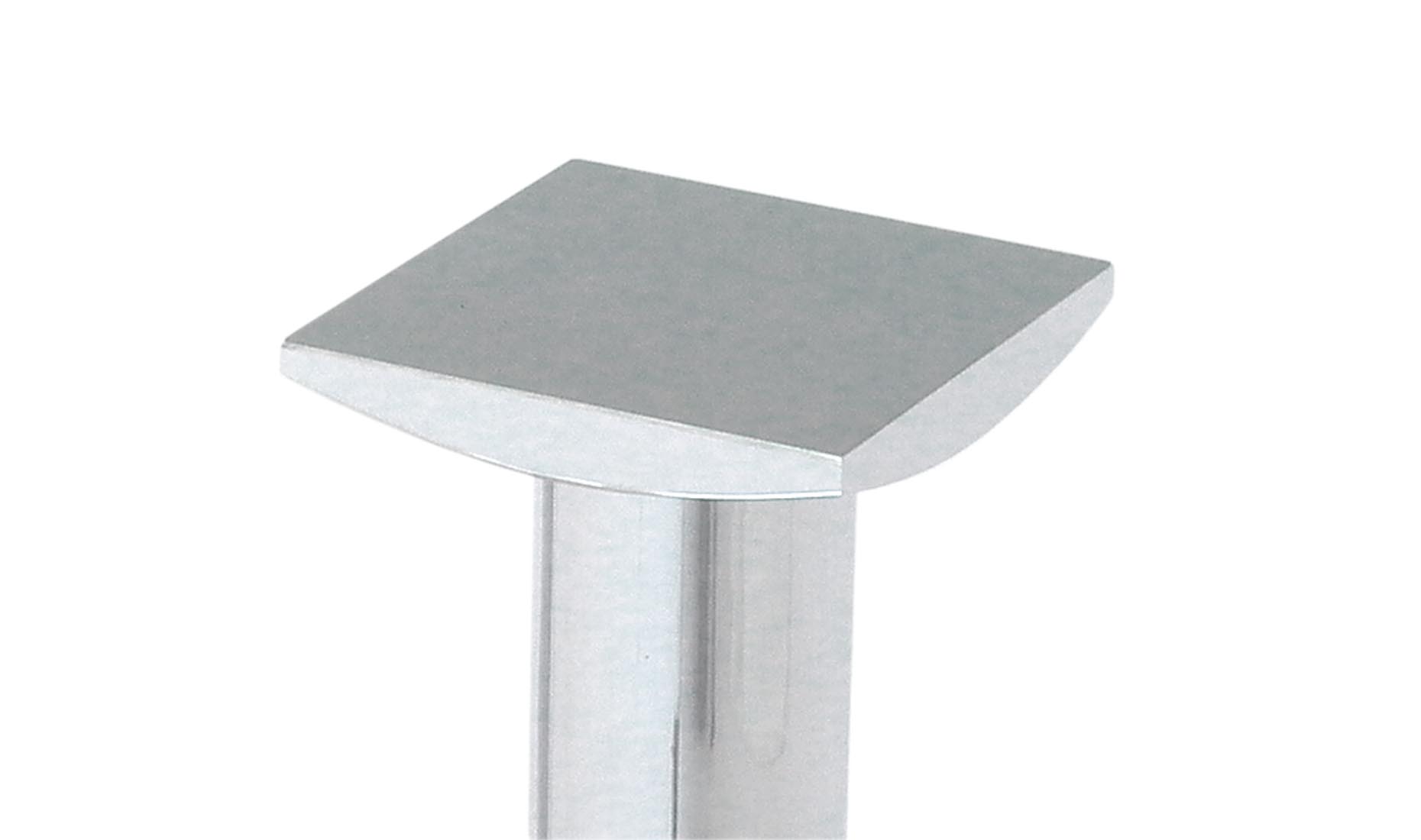 VARIUS-Q-VIII (Detail) - Glaskonsolen, Glaseinrichten, Glas-Sideboards nach Maß, diverse Glasplatten UV-Verklebt, klar, satiniert, hell (Optiwhite), lackiert;  Edelstahl / Chrom