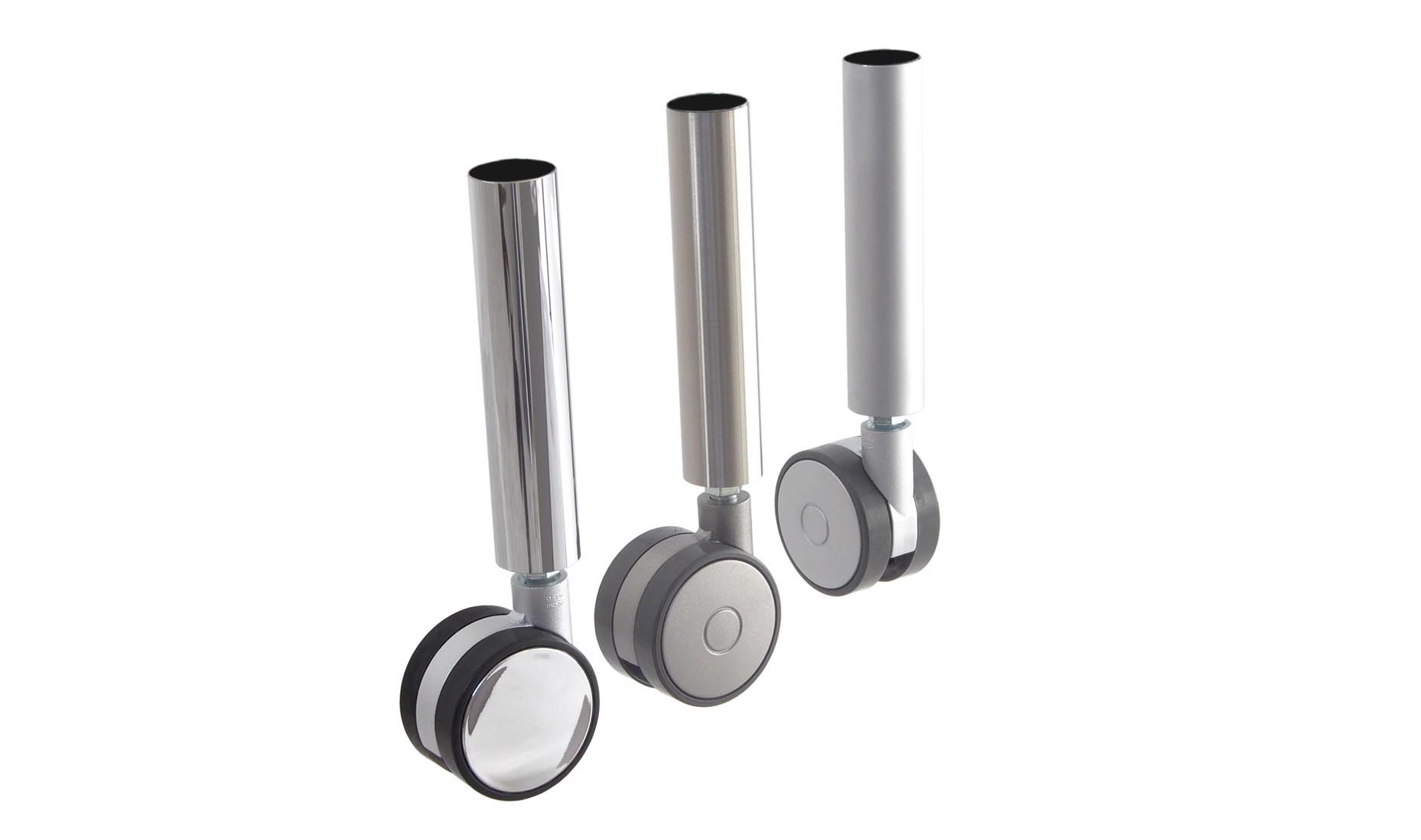 Glasmöbel-Rollen it SP D60mm Chrom-, Nickel- und Alufarbig