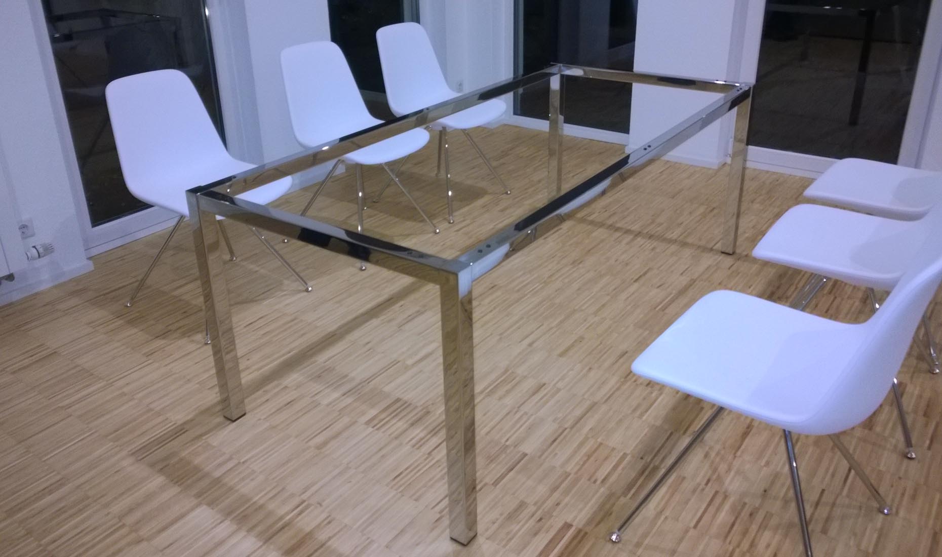 FRAME Tischgestelle für Glasplatten, Rahmen aus poliertem Edelstahl