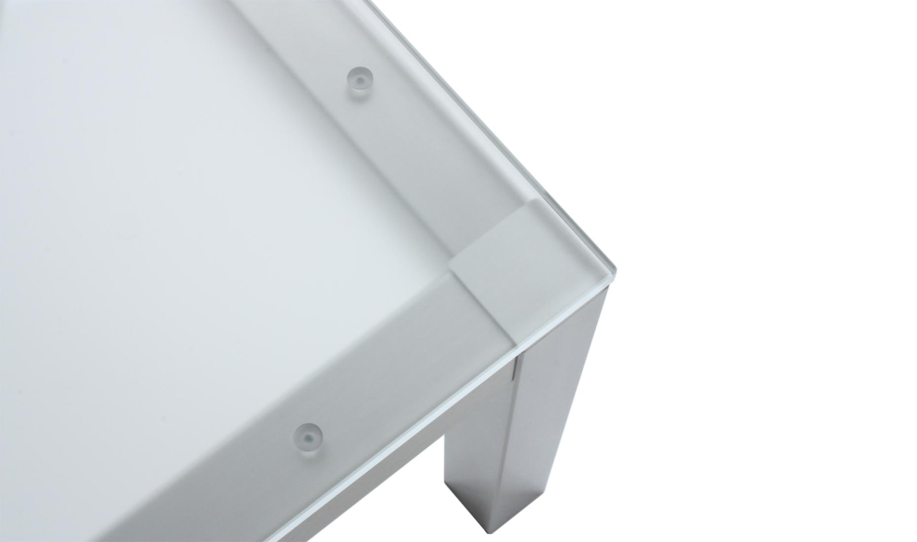 Glastisch nach Maß - Glas hell (Optiwhite) untere Seite satiniert