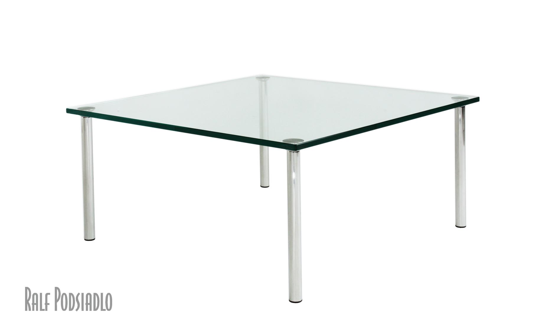 Glastische Höhe und Größe individuell, polierte schmale Tischbeine