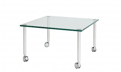 Beistelltisch auf Rollen nach Maß Glasplatte 70x70cm