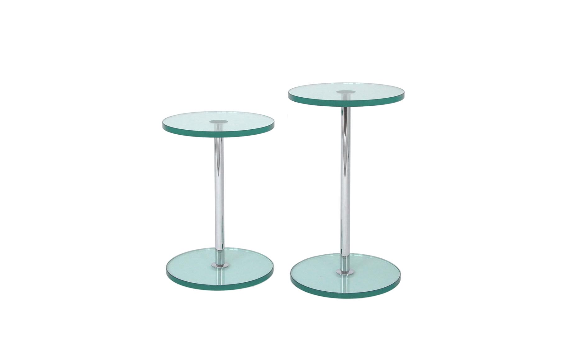 Glas-Beistelltische nach Maß CENTRO BODEN-R-GLAS D35cm - Edelstahl oder Chrom