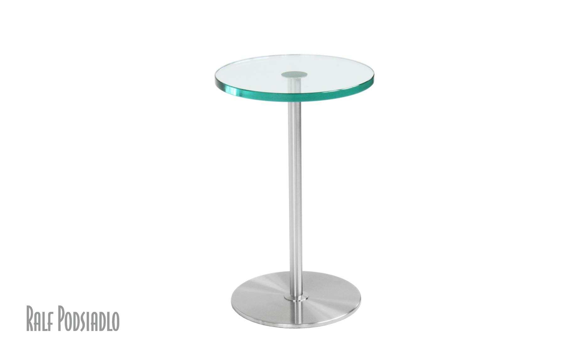 Beistelltisch runde Glasplatte D35cm, Säule Edelstahl