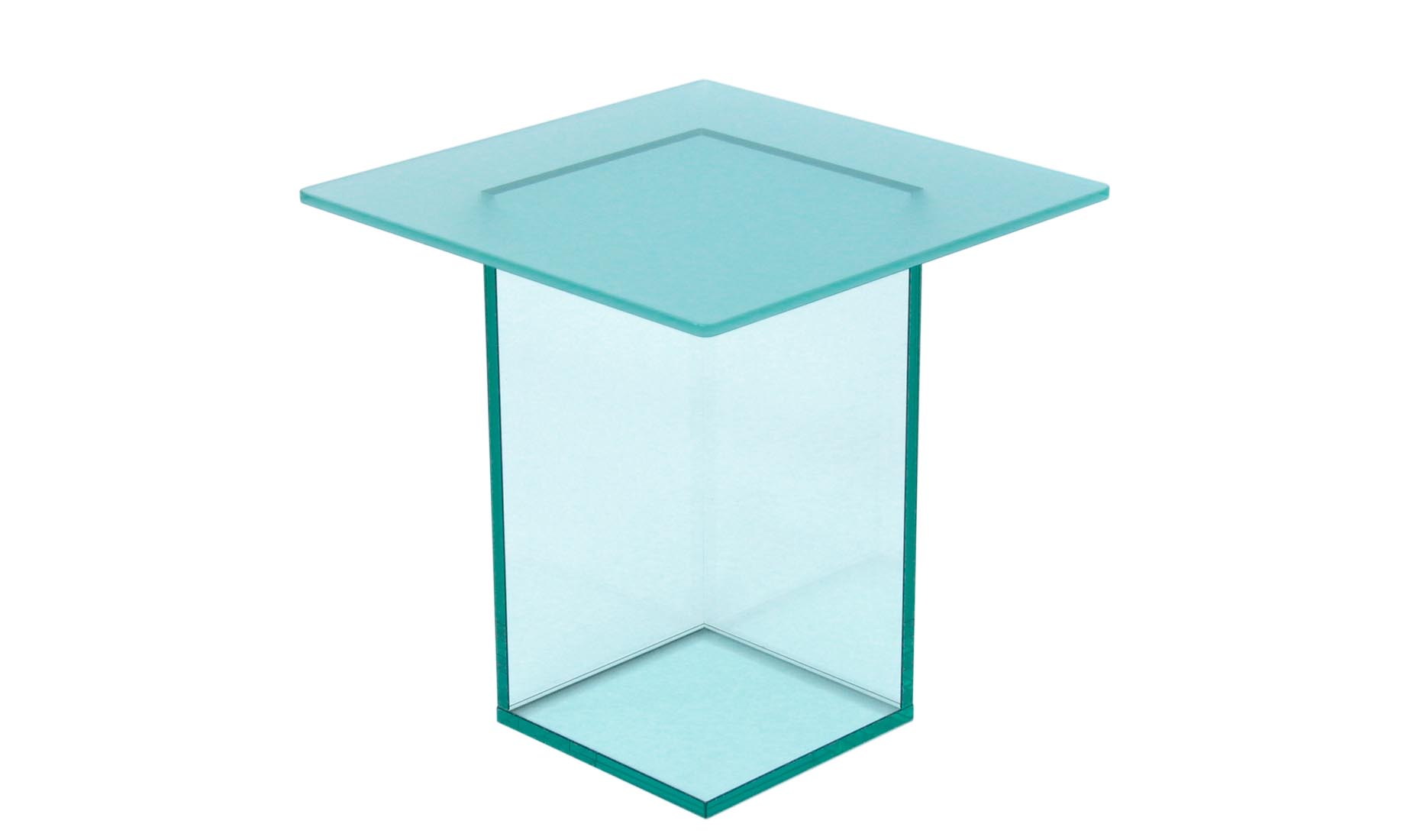 Glastisch PODEST-OPEN-II Klarglas / Mattglas (Ecktisch)