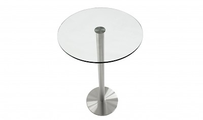 Bistrotische mit runder Glasplatte und Bodenplatte aus Edelstahl - nach Maß
