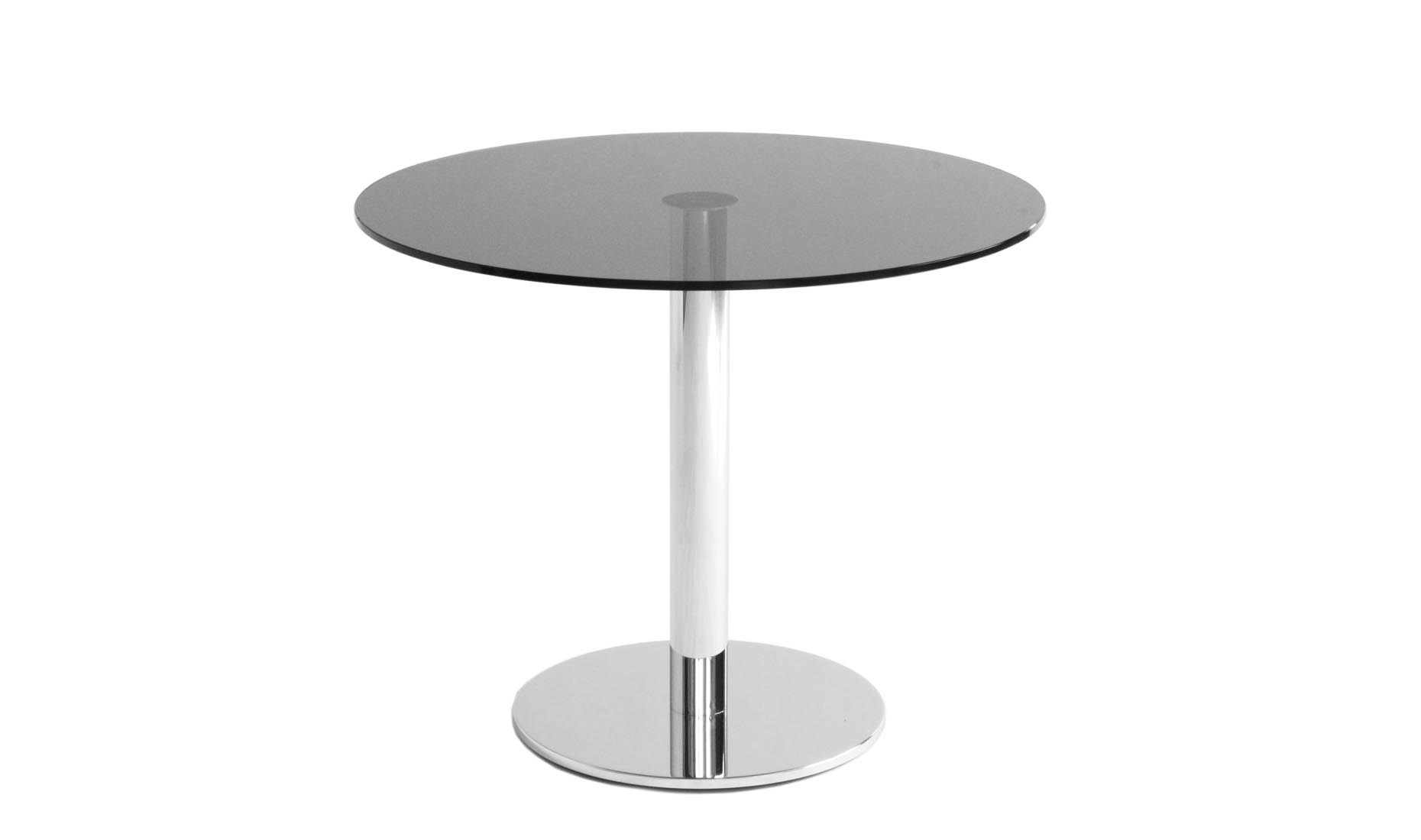 Esstisch - runde Glasplatte Rauchglas farbiges Glas