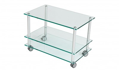 ETAGE-PUNKT Beistelltisch, Bartisch auf Rollen, Glas nach Maß, Glasmöbel, 3 Böden