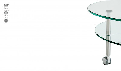 Couchtische mit Doppel-Platte aus Glas, auf Rollen (DETAIL)