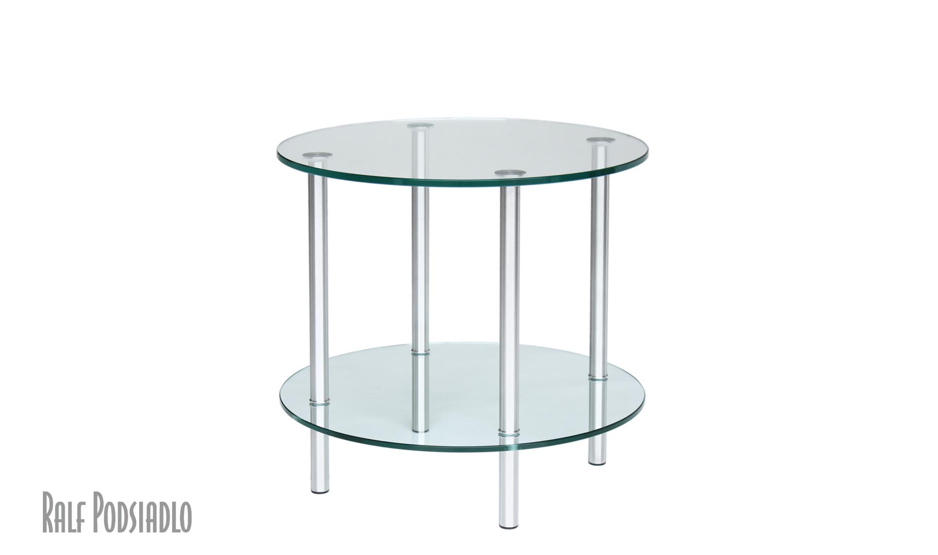 runde Beistelltische, Höhe nach Wunsch / Maß, Glasablage