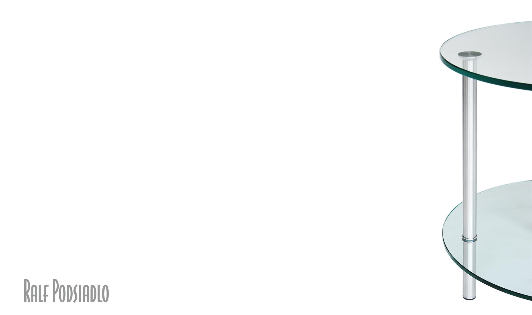 runde Beistelltische Bar-Tische nach Maß, doppelte Glasplatte