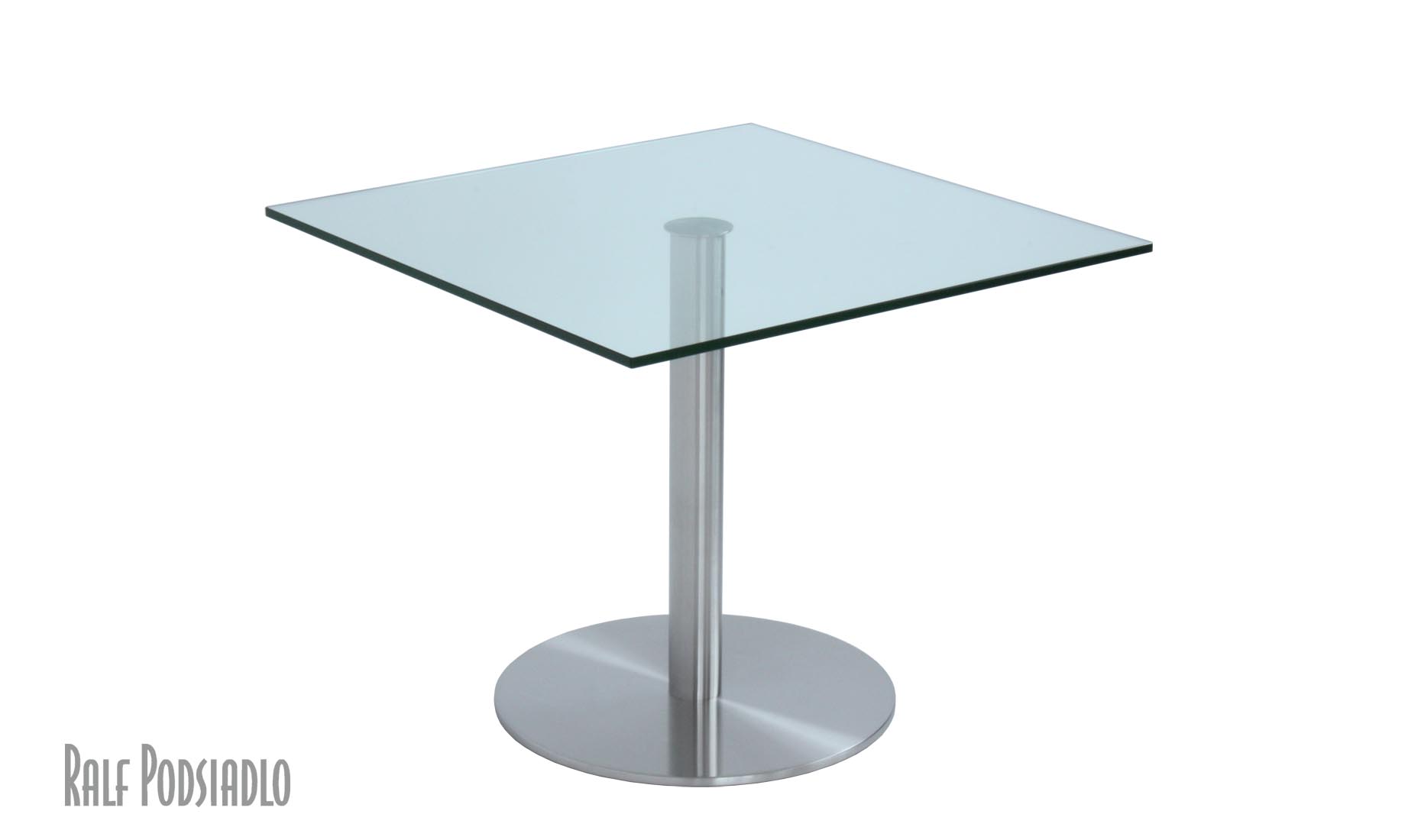 CENTRO Säulentisch 90x90cm Klarglas, Edelstahl