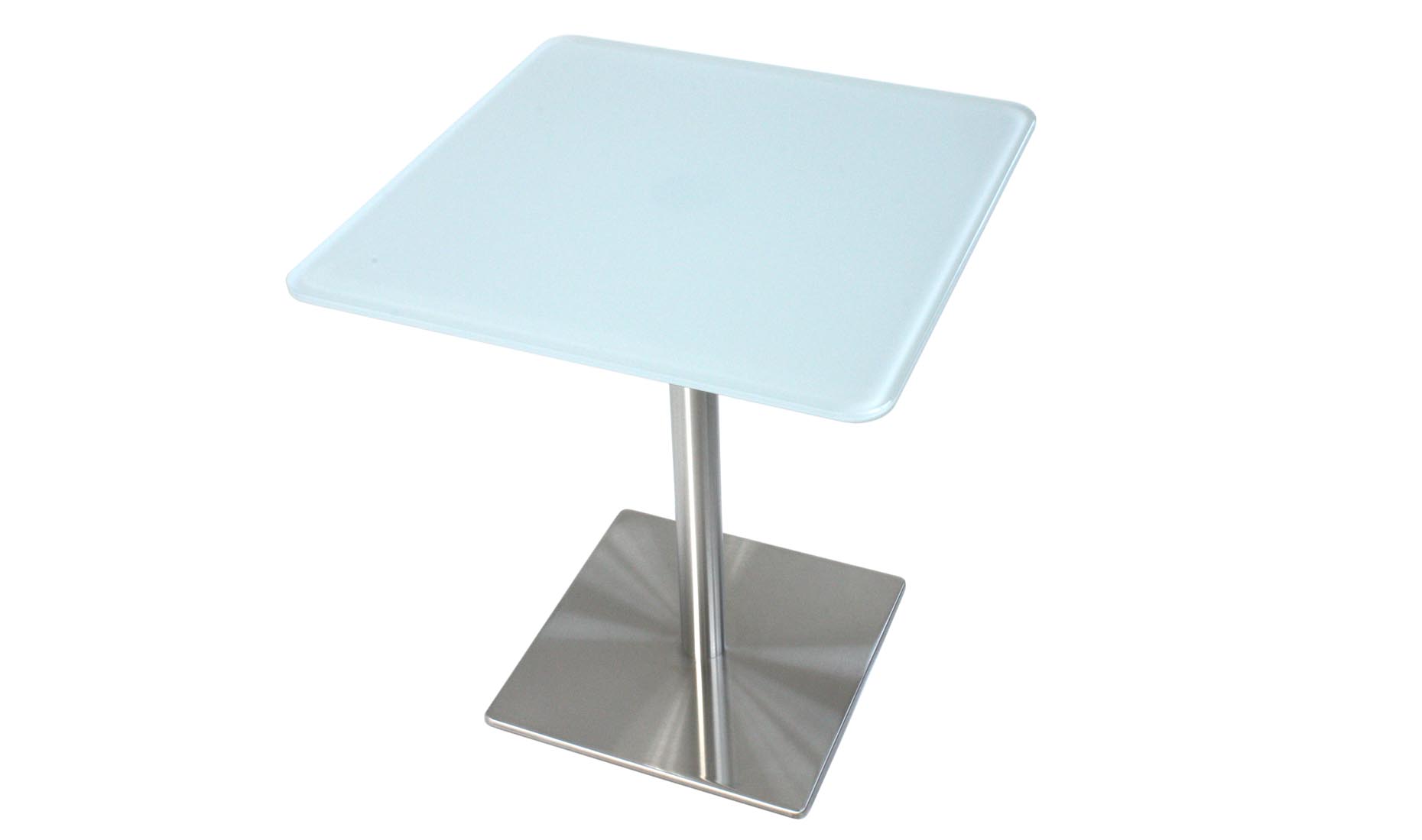 Küchentisch, Säulentisch CENTRO FUSS-Q-45 65x65cm Optiwhite Glas