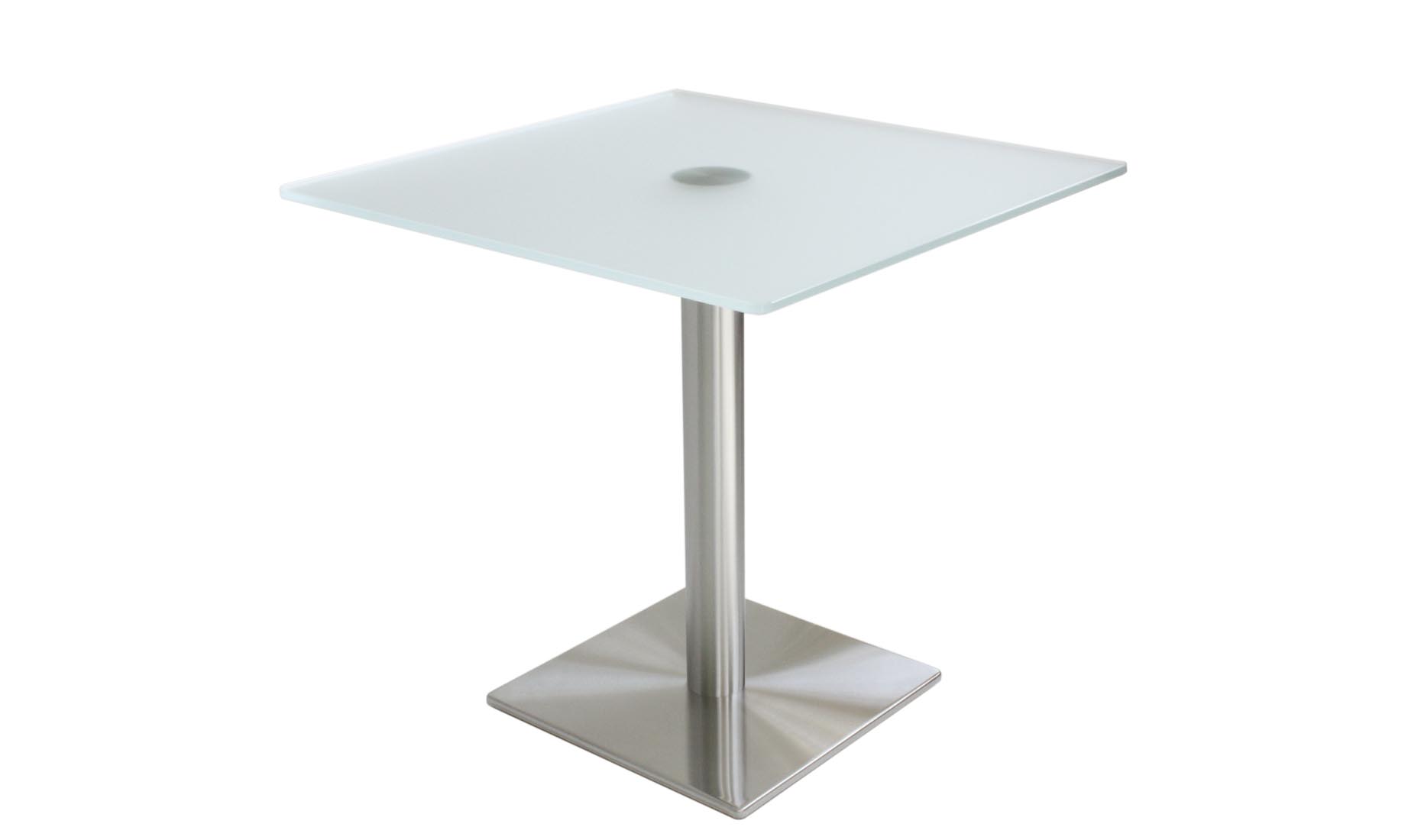Säulentisch CENTRO FUSS-Q Glasplatte satiniert