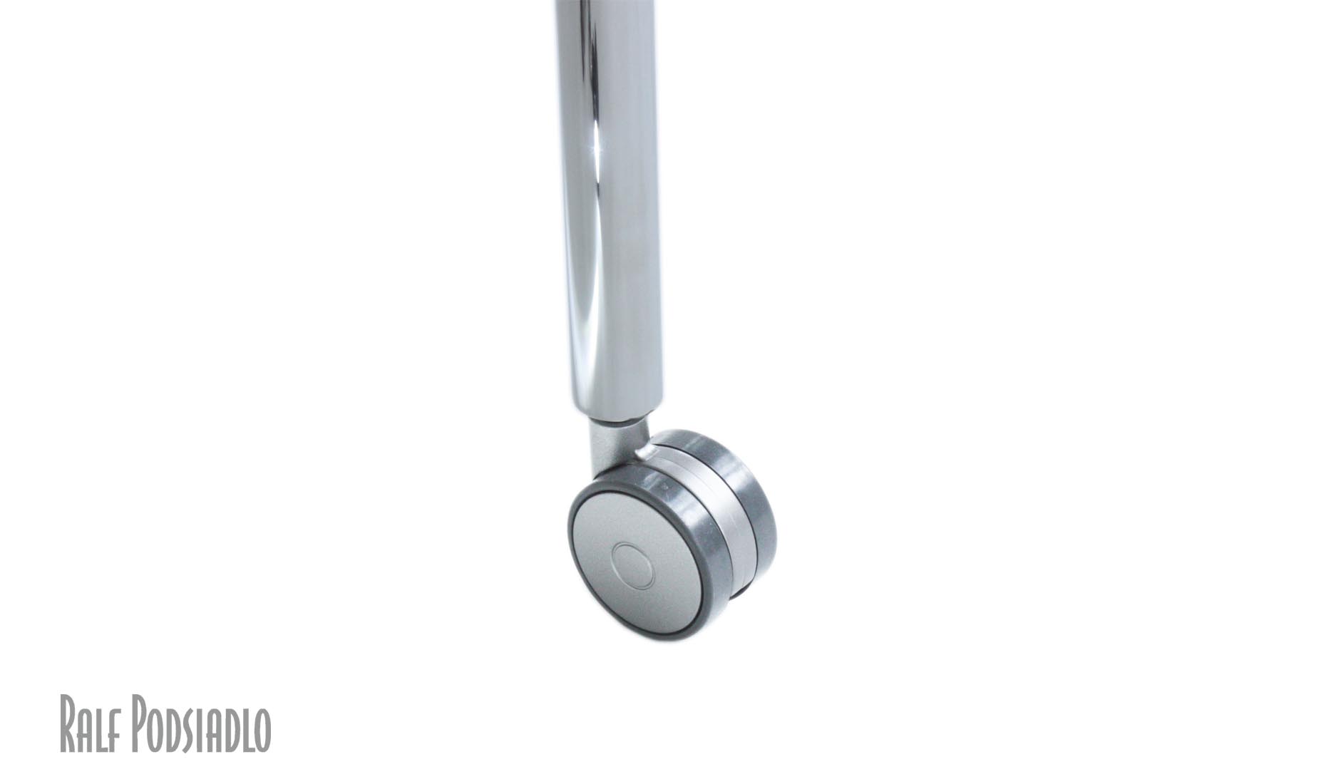 Rolle mit Tisch-Fuß Edelstahl hochglanzpoliert