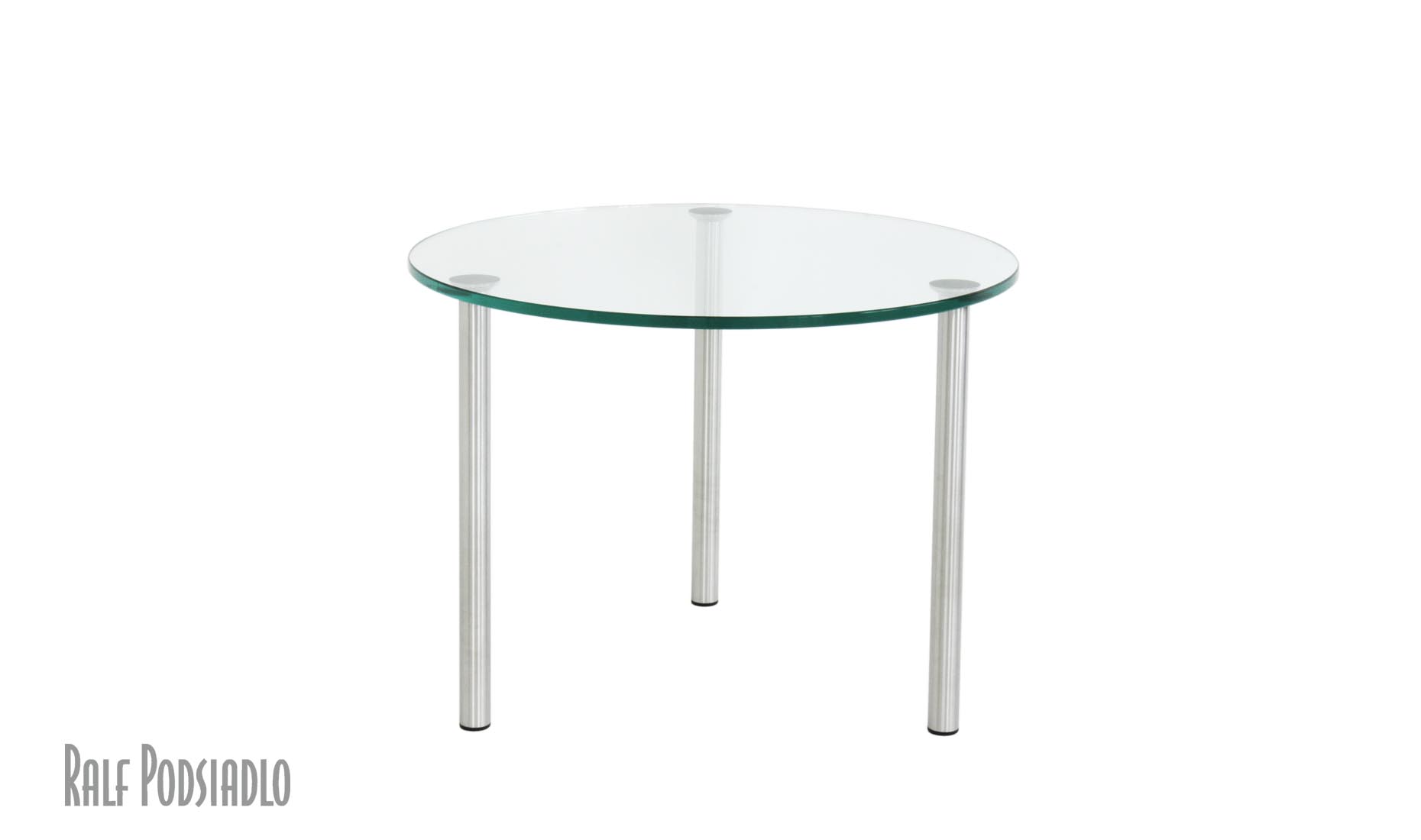 Beistelltisch mit drei Tisch-Beinen, Glas, rund, Höhe nach Maß