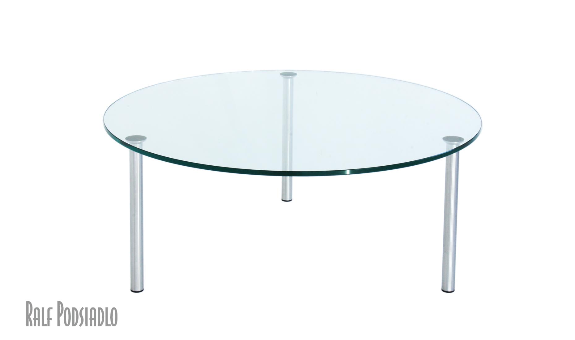 runder Couchtisch - Glas, drei Beine, Höhe nach Maß