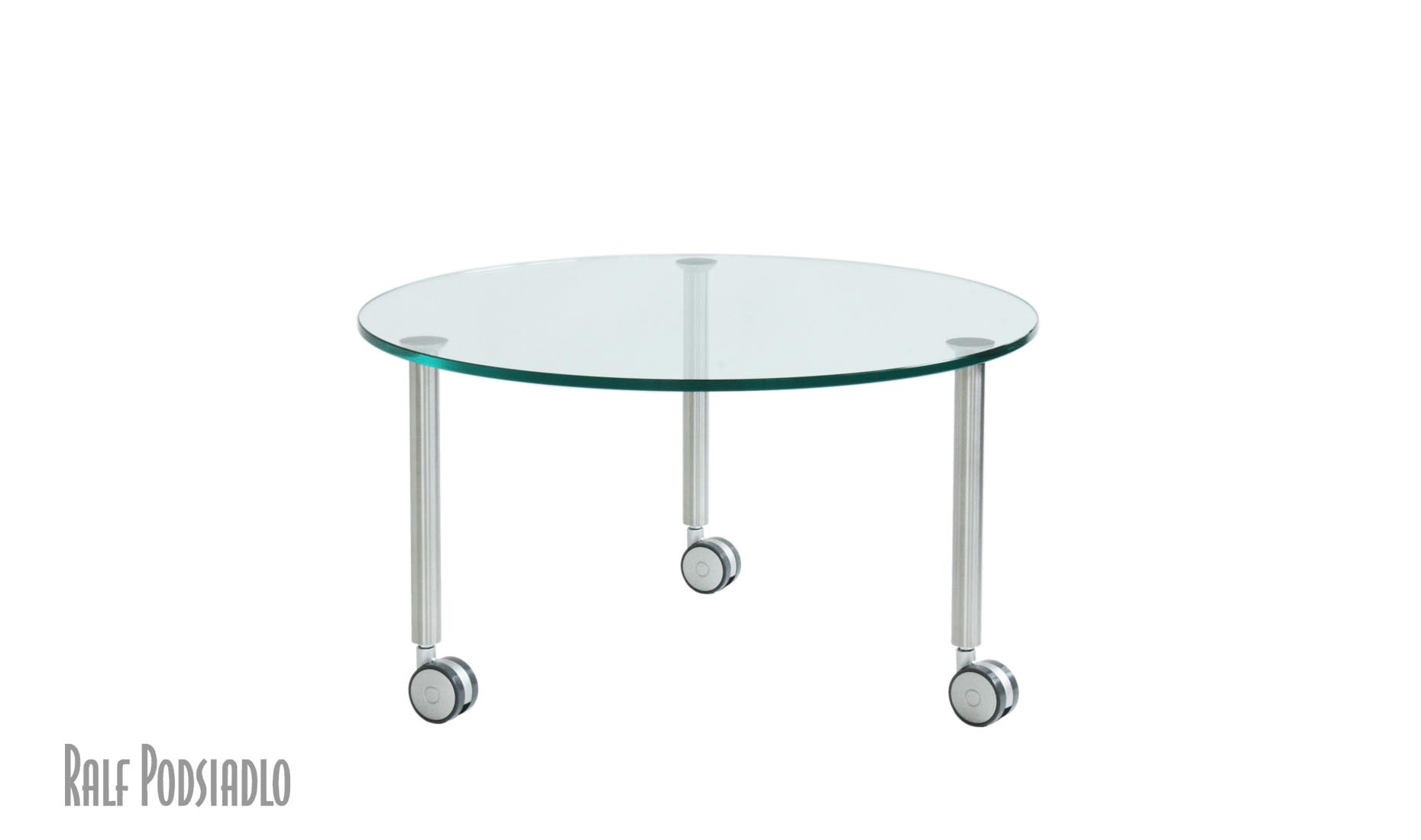 Beistelltisch - runde Glasplatte Durchmesser 70cm, drei Tisch-Beine