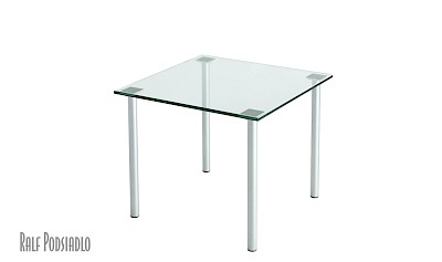 Beistelltische VARIUS Glasplatte 12 stark 55x55cm Edelstahl oder Alu